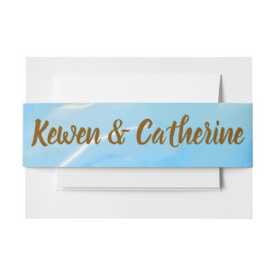 Sandy Shore Watercolor Wedding Invitation Belly Band