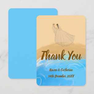 Sandy Shore Watercolor Wedding Thank You Card