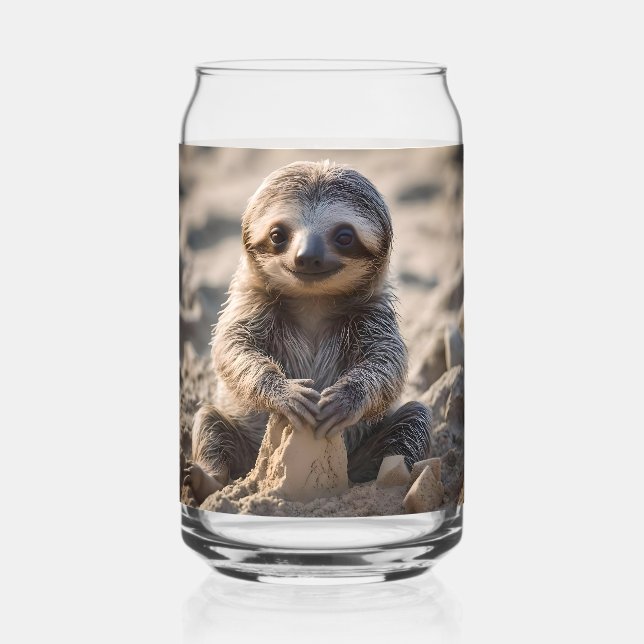 Sandy Shores : Baby Sloth Building Sand Castles, Can Glass (Front)