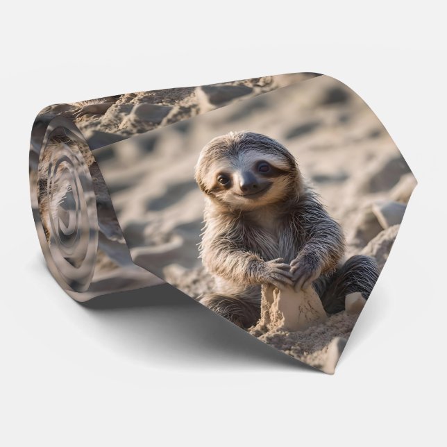 Sandy Shores : Baby Sloth Building Sand Castles, Tie (Rolled)