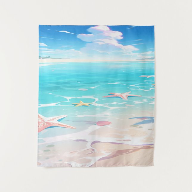 Sandy Shores: Playful Beach  Designs Tapestry (Front)