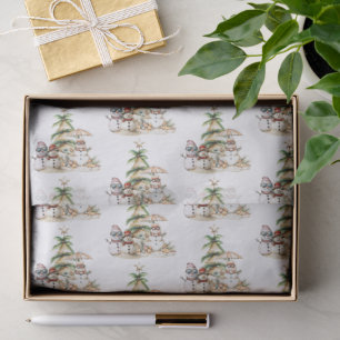 Sandy Snowmen Christmas Gathering Pattern Tissue Paper