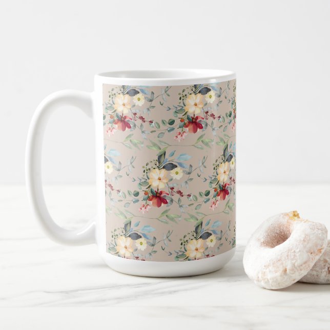 Sandy Tan Floral Mother's Day Coffee Mug (With Donut)