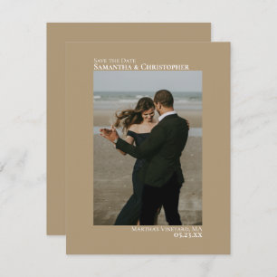 Sandy Tan Vertical Photo Minimalist Wedding Save The Date