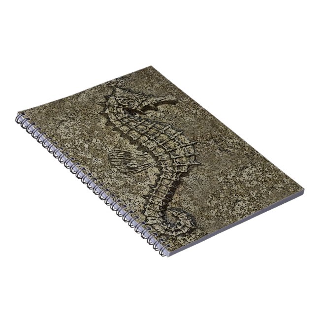 Sandy Textured Aquatic Seahorse Artwork Notebook (Right Side)