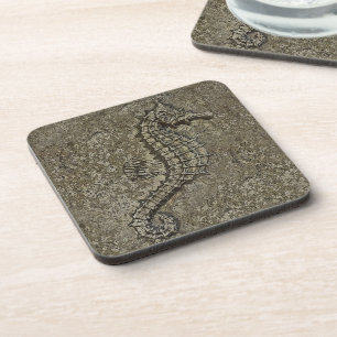 Sandy Textured Seahorse Photograph Coaster