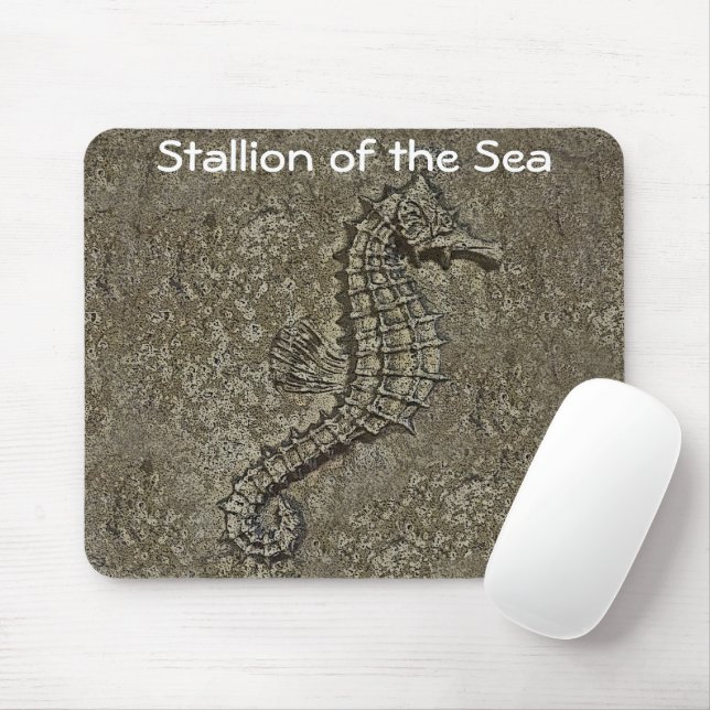 Sandy Textured Seahorse Photograph Mouse Mat (With Mouse)