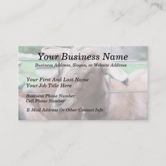 Sandy The Goat At The Gate Business Card (Front)