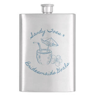 Sandy Toe & Bridesmaids Goals Coastal Bachelorette Hip Flask