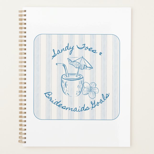 Sandy Toe & Bridesmaids Goals Coastal Bachelorette Planner (Front)