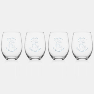 Sandy Toe & Bridesmaids Goals Coastal Bachelorette Stemless Wine Glass