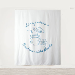 Sandy Toe & Bridesmaids Goals Coastal Bachelorette Tapestry