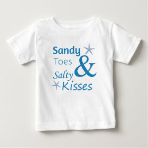 Sandy Toes and Salty Kisses Beach Life Quote Baby T-Shirt
