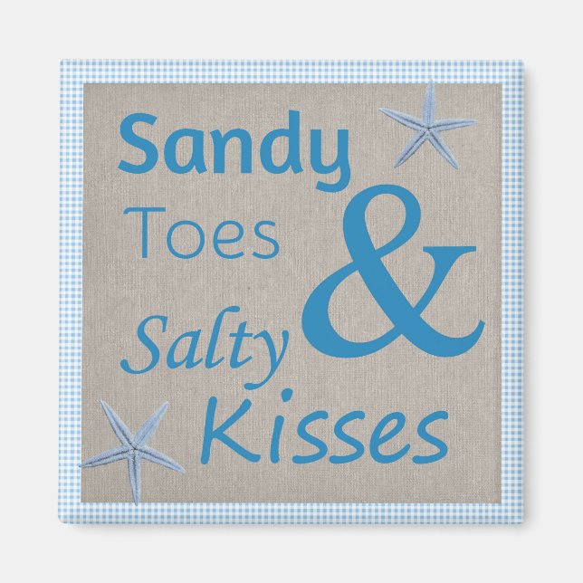 Sandy Toes and Salty Kisses Beach Life Quote Magnet (Front)