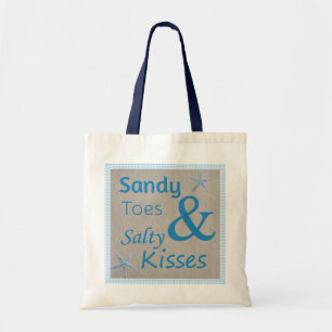 Sandy Toes and Salty Kisses Beach Life Quote Tote Bag