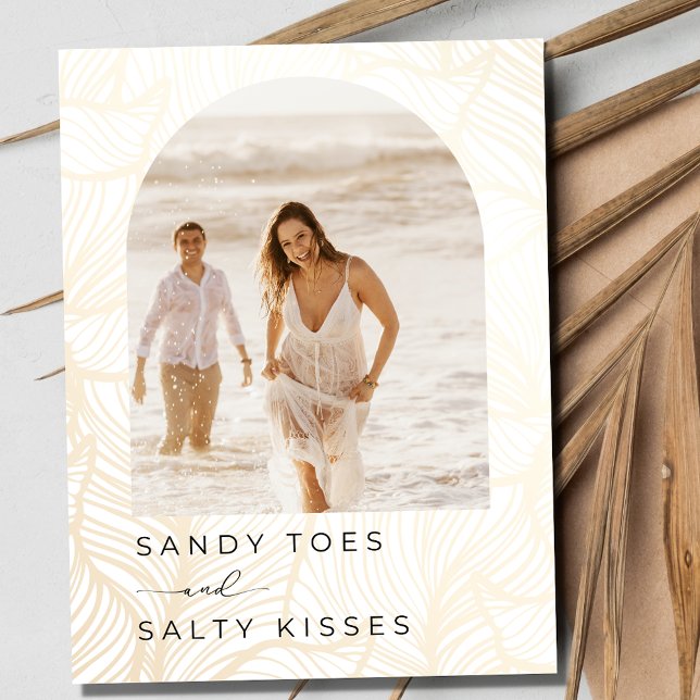 Sandy Toes Arch Photo Beach Wedding Save the Date Announcement Postcard (Sandy Toes Arch Photo Beach Wedding Save the Date  Postcard)