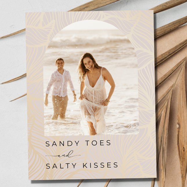 Sandy Toes Arch Photo Beach Wedding Save the Date Announcement Postcard (Sandy Toes Arch Photo Beach Wedding Save the Date Postcard)