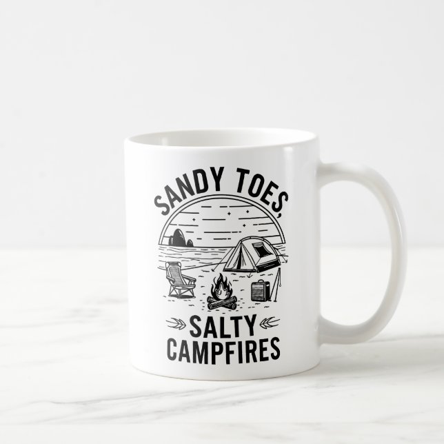 Sandy Toes Salty Campfires Camping Design Coffee Mug (Right)