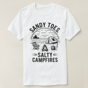 Sandy Toes Salty Campfires Camping Design T-Shirt