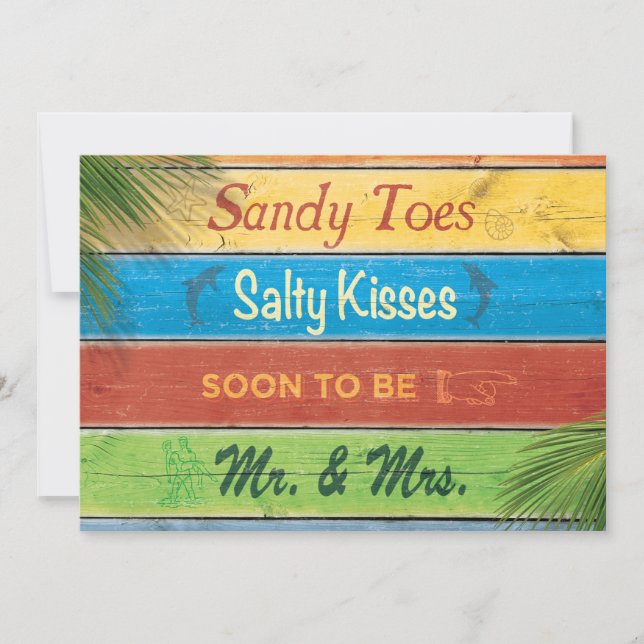 Sandy Toes Salty Kisses Couple's Shower Invitation (Front)