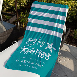 Sandy Toes Salty Kisses Destination Wedding Favour Beach Towel