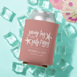 Sandy Toes Salty Kisses Destination Wedding Favour Can Cooler