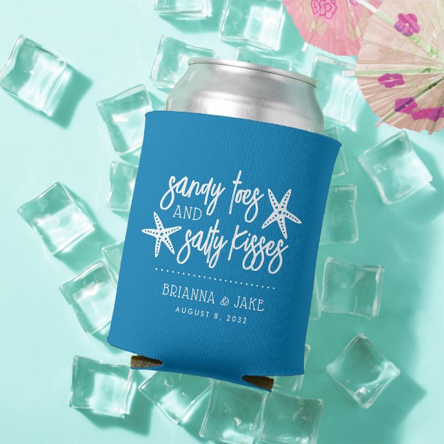 Sandy Toes Salty Kisses Destination Wedding Favour Can Cooler (Creator Uploaded)