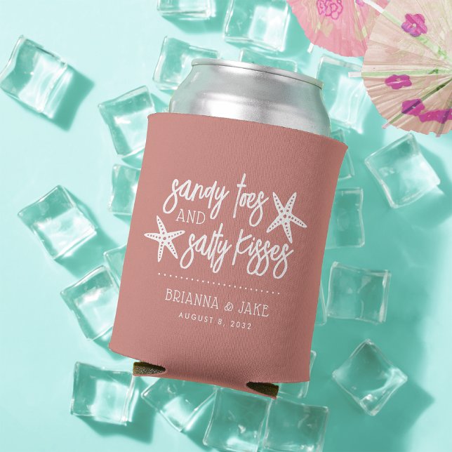 Sandy Toes Salty Kisses Destination Wedding Favour Can Cooler (Creator Uploaded)