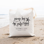 Sandy Toes & Salty Kisses Destination Wedding Tote Bag<br><div class="desc">A perfect favour or welcome bag for your destination wedding,  this beachy summer design features "sandy toes and salty kisses" in ash black lettering with two starfish. Personalise with your names and wedding date beneath.</div>