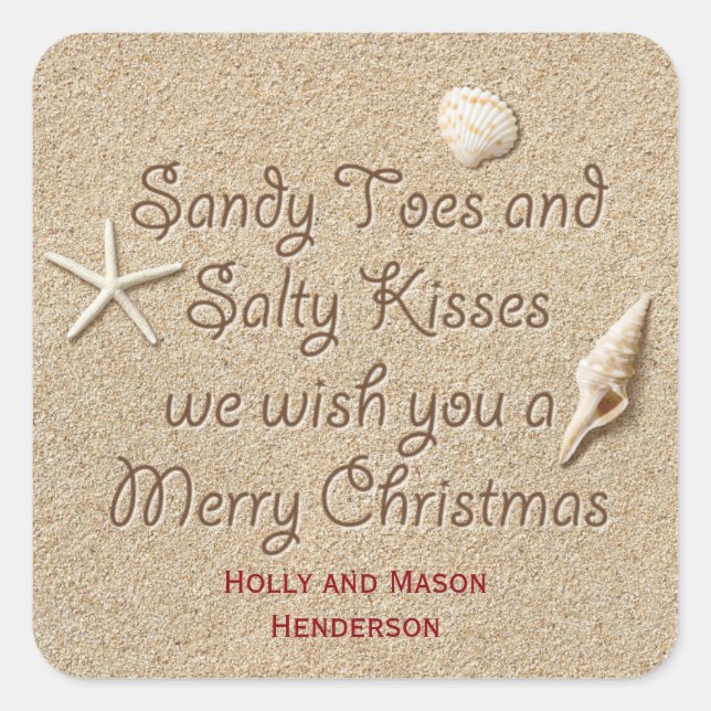 Sandy Toes Salty Kisses Merry Christmas Sticker (Front)