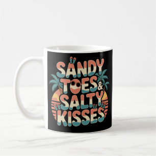 Sandy Toes Salty Kisses Retro Beach Couple Coffee Mug