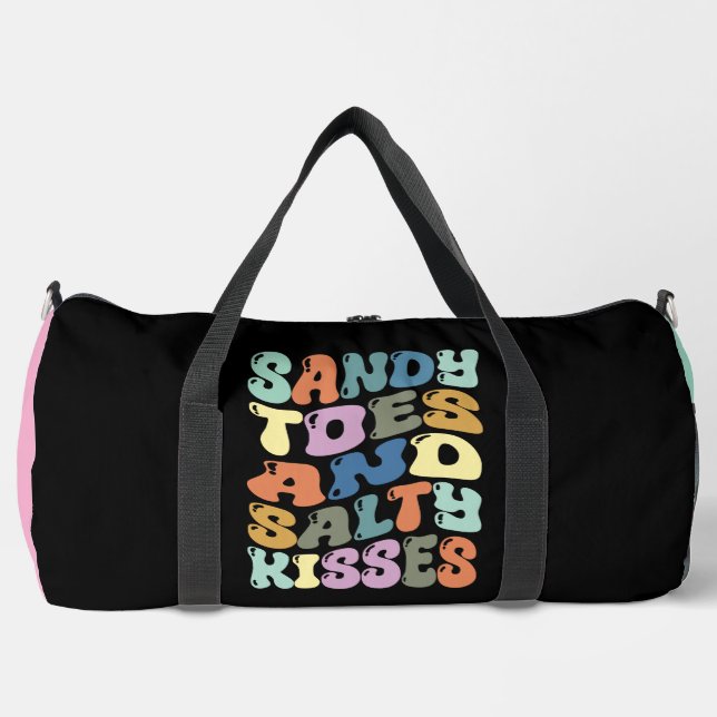 Sandy Toes Salty Kisses Retro Duffle Bag (Front)