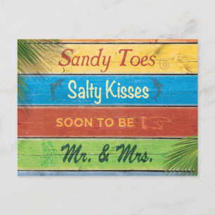 Sandy Toes Salty Kisses Save the Date Announcement Postcard
