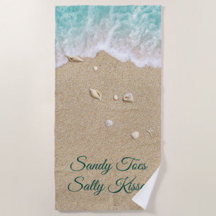 Sandy Toes Salty Kisses Turquoise Beach Waves Beach Towel