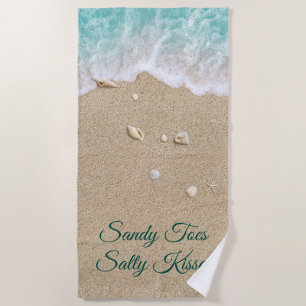 Sandy Toes Salty Kisses Turquoise Beach Waves Towel
