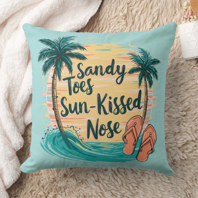 Sandy Toes Sun-Kissed Nose Beach Aesthetic Cushion (Blanket)