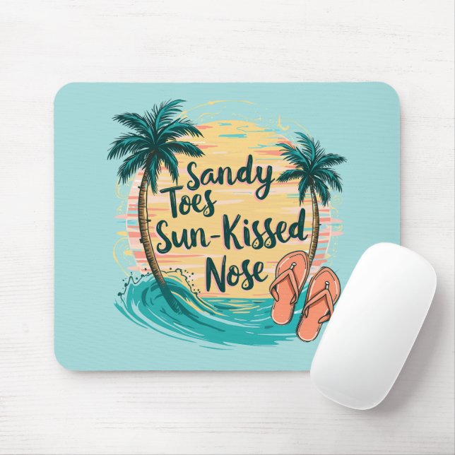 Sandy Toes Sun-Kissed Nose Beach Aesthetic Mouse Mat (With Mouse)