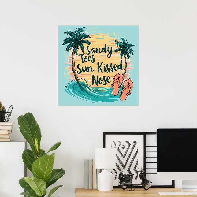 Sandy Toes Sun-Kissed Nose Beach Aesthetic Poster (Home Office)