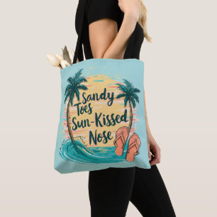 Sandy Toes Sun-Kissed Nose Beach Aesthetic Tote Bag