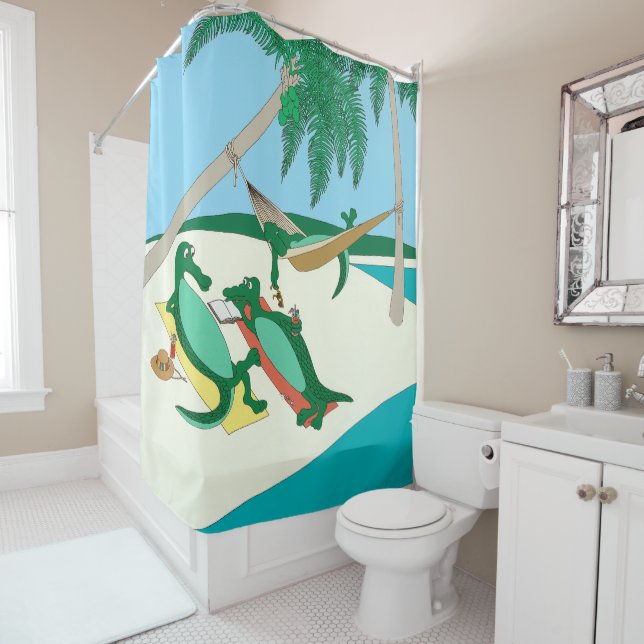 Sandy Toes Tropical Beach  Shower Curtain (In Situ)