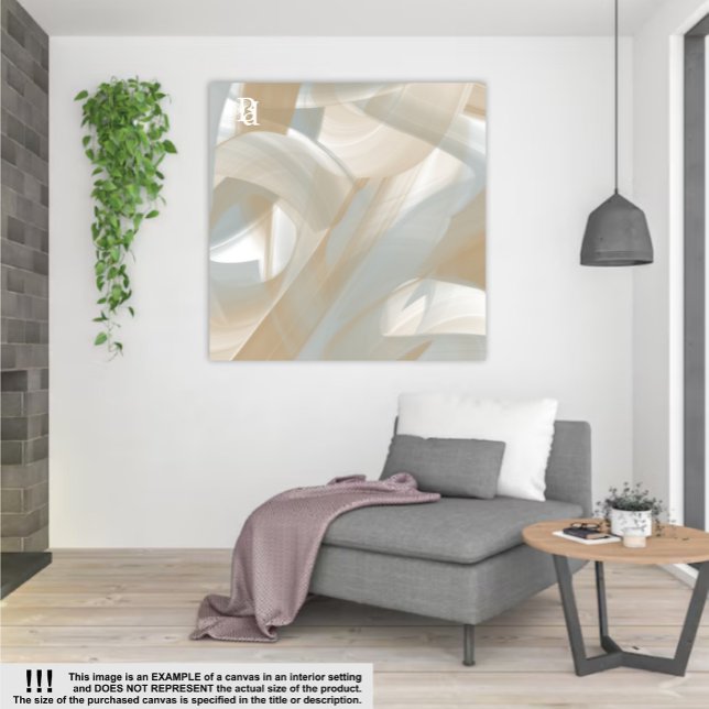Sandy Tornado Trend Abstract Art Beige White Canvas Print (Creator Uploaded)
