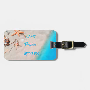 Sandy Tropical Beach Starfish Seashell Luggage Tag