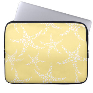 Sandy Yellow and White Starfish Pattern. Laptop Sleeve