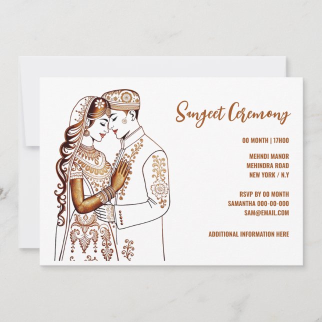 Sangeet Henna bride groom Mehndi Mhindi Hindi  Invitation (Front)