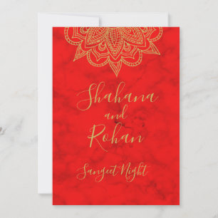 Sangeet Indian Style Red Gold Colour Modern Chic Invitation