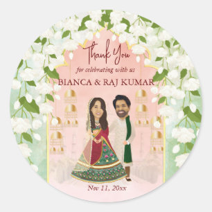 Sangeet mehndi Indian wedding personalised Classic Round Sticker