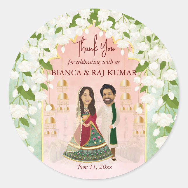 Sangeet mehndi Indian wedding personalised Classic Round Sticker (Front)
