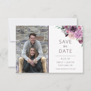 Sangria and Mauve Roses Photo Save the Date  