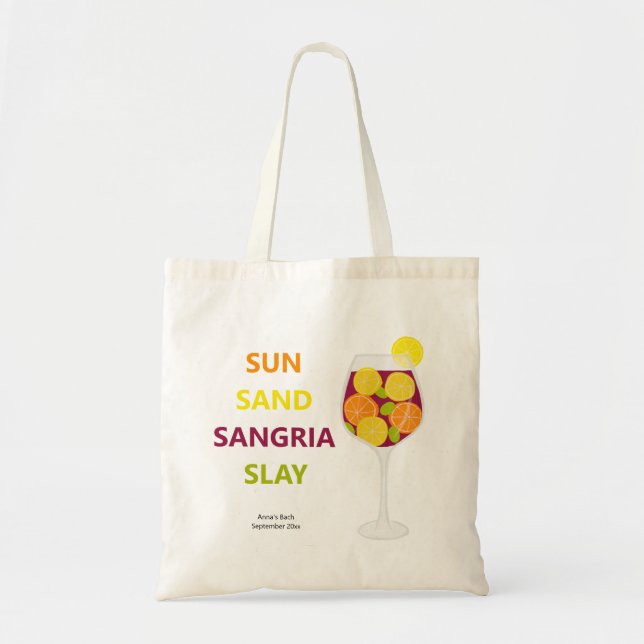 Sangria Bachelorette Party Beach Weekend Tote Bag (Front)