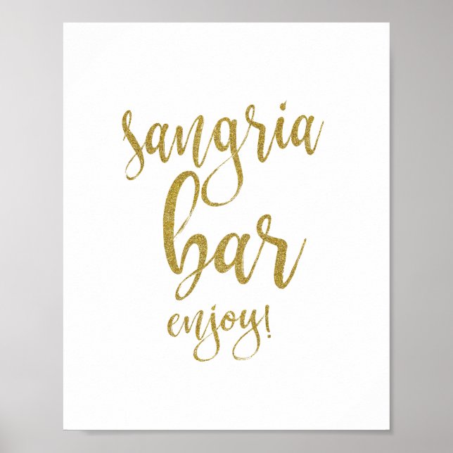Sangria Bar Gold Glitter 8x10 Wedding Sign (Front)